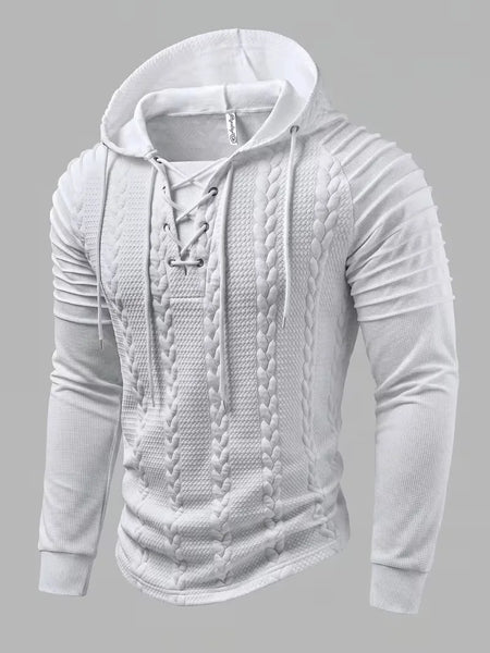 Men's Jacquard Pleated Hooded Top
