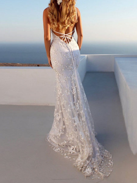 Women's Embroidered Lace Spaghetti Strap Maxi Dress