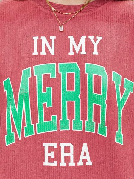 Merry Era Pink Corded Sweatshirt with Strawberry Print