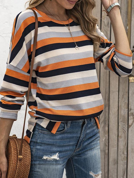 Women's Horizontal Striped Knit Sweater in Sweaters