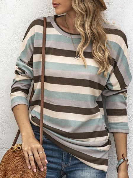 Women's Horizontal Striped Knit Sweater in Sweaters