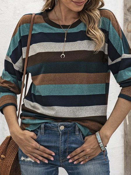 Women's Horizontal Striped Knit Sweater in Sweaters