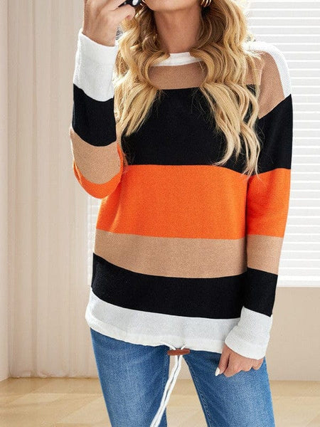 Women's Horizontal Striped Knit Sweater in Sweaters