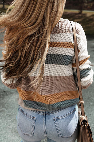 Women's Horizontal Striped Knit Sweater in Sweaters