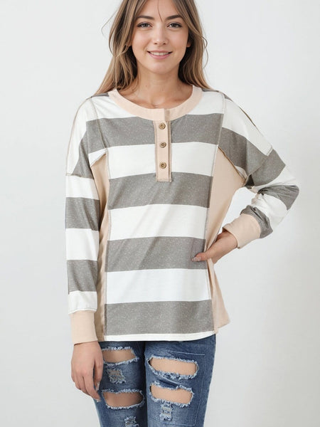 Women's Horizontal Striped Knit Sweater in Sweaters