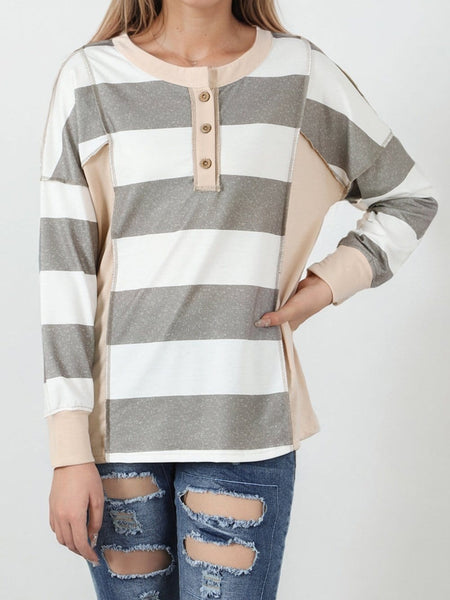 Women's Horizontal Striped Knit Sweater in Sweaters