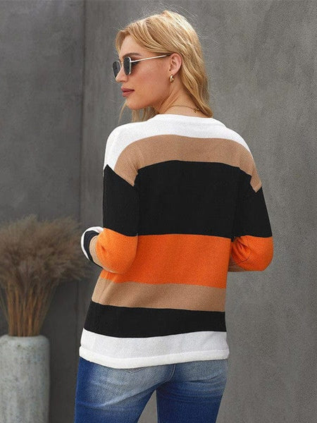 Women's Horizontal Striped Knit Sweater in Sweaters