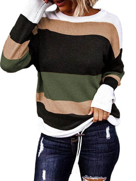 Women's Horizontal Striped Knit Sweater in Sweaters