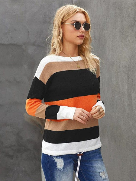 Women's Horizontal Striped Knit Sweater in Sweaters