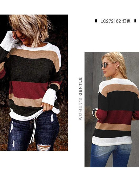 Women's Horizontal Striped Knit Sweater in Sweaters