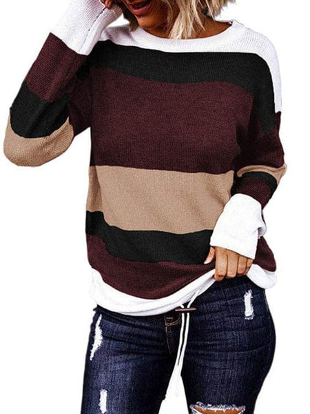 Women's Horizontal Striped Knit Sweater in Sweaters