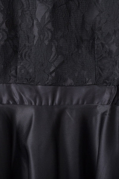 Women's Floral Lace High-Low Cocktail Dress Set in Onyx Black