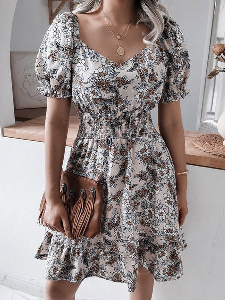 New Sweet Casual Ruffle Short-Sleeved Mini Dress