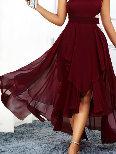 One-Shoulder Navy Chiffon High-Low Cocktail Dress with practical styling and dependable silhouette control.