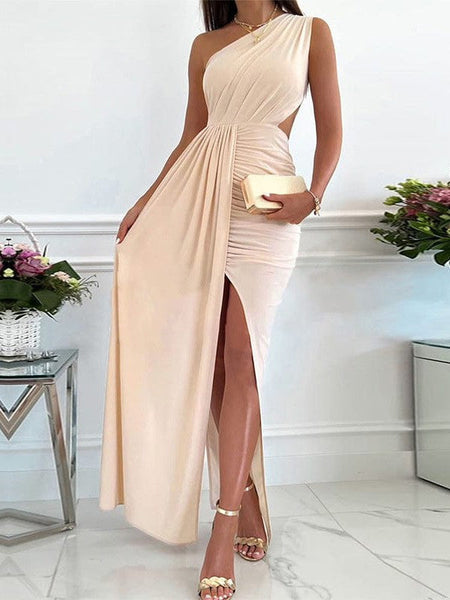 Single Sleeve Sparkle Panel Frill Dress