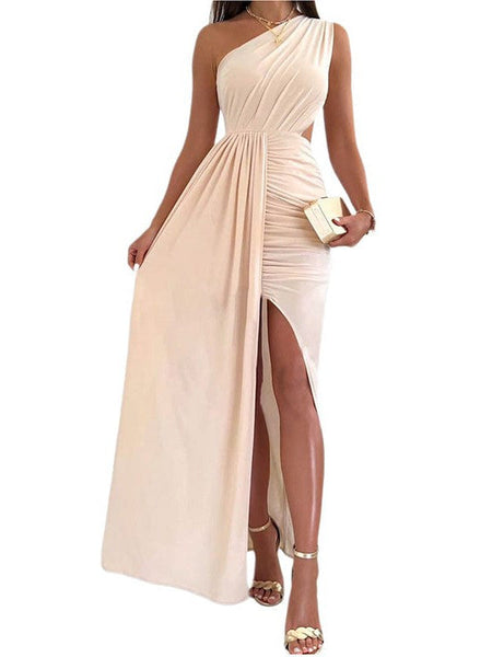 Single Sleeve Sparkle Panel Frill Dress