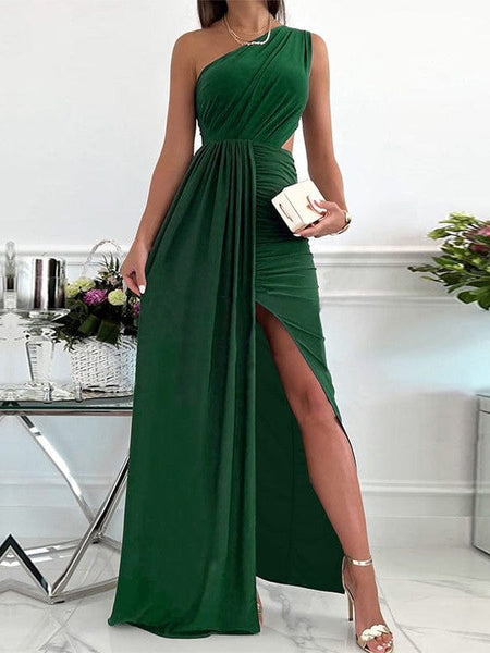 Single Sleeve Sparkle Panel Frill Dress