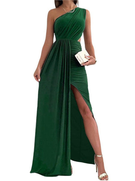 Single Sleeve Sparkle Panel Frill Dress