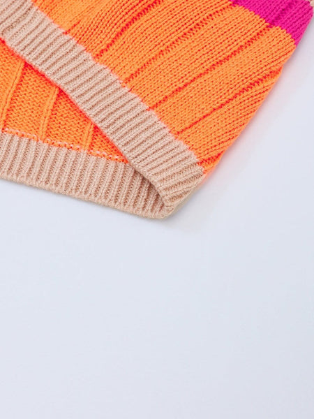 Orange Stripe Contrast Oversized Open Front Cardigan