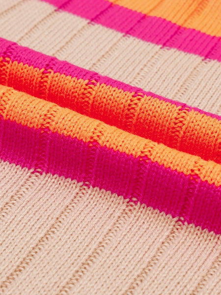 Orange Stripe Contrast Oversized Open Front Cardigan