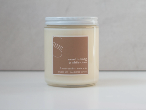 501 Sweet Nutmeg + White Clove 8 oz Candle