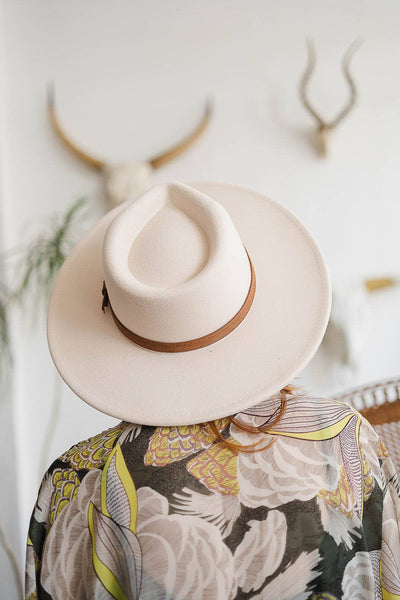 Loretta Flat Brim Buckle Hat