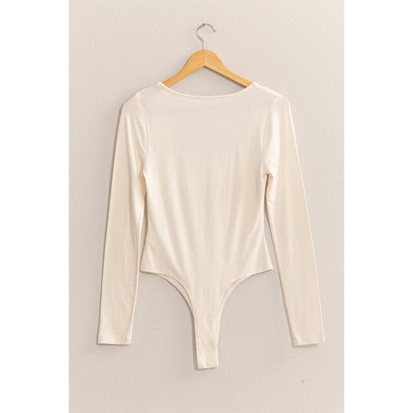 Scout Square Neck Long Sleeve Body Suit in Cream