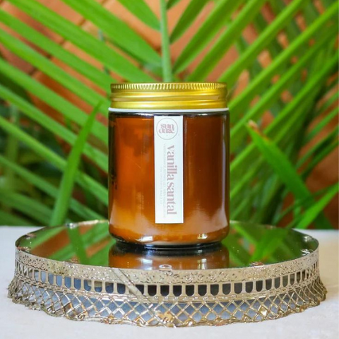 Sundaze Vanilla Santal | 8 oz Amber Glass | Coconut + Soy Wax