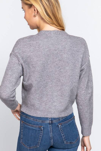 Sunday Long Sleeve V-Neck Front Button Down Knit Cardigan