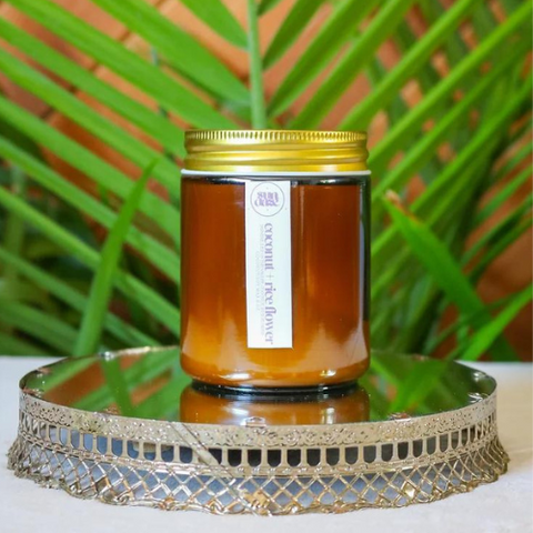 Sundaze Coconut + Rice Flower | 8 oz Amber Glass | Coconut + Soy Wax