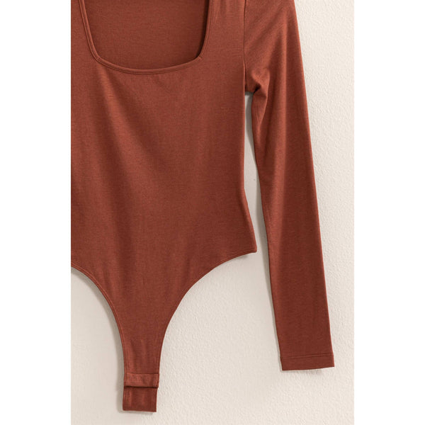 Scout Square Neck Long Sleeve Body Suit in Chesnut