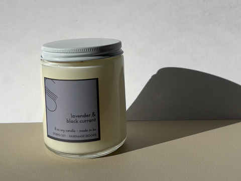 501 Lavender & Black Current 8 oz Candle