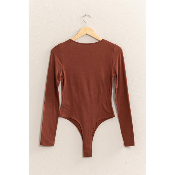 Scout Square Neck Long Sleeve Body Suit in Chesnut