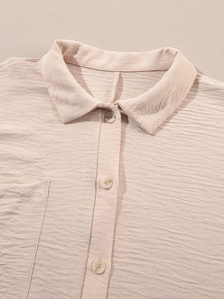 Women's Plus Size Cotton-Blend Relaxed Button-Up with Roll-Tab Sleeves made for easy styling and wardrobe coordination, with premium-like structure