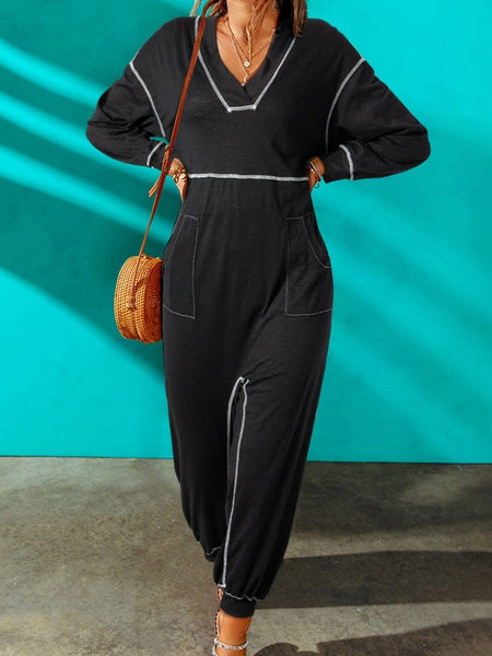 Chic Bodycon Maxi Dress with Hood & Stitching