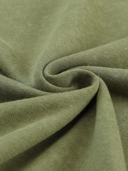 Oversized Green Drop Shoulder Ribbed Trim Crew Neck Sweatshirt