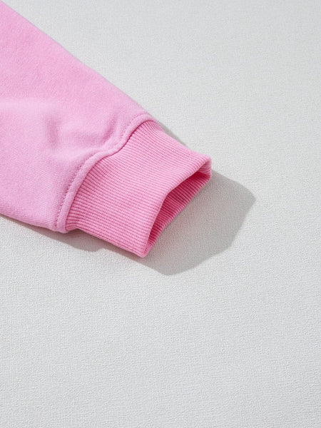Pearl Embellished Pink Crew Neck Sweatshirt