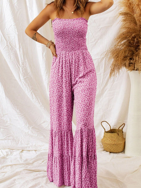 Summery Floral Print Wide-Leg Jumpsuit