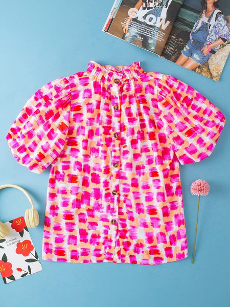 Pink Geometric Blouse