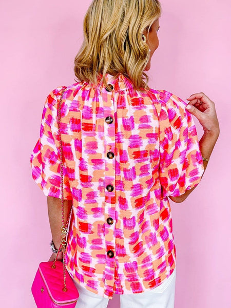 Pink Geometric Blouse
