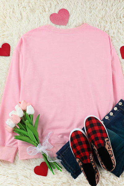 Pink "BE MINE" Puff Print Crewneck Sweatshirt