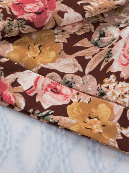 Pink Blossom Split Neck Blouse with Bubble Hem
