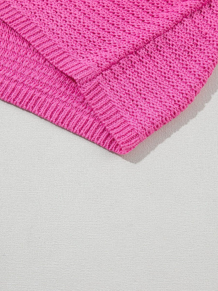 Pink Boat Neck Loose Knit Dolman Sleeve Sweater