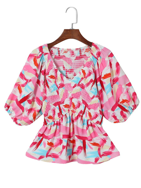 Casual Long-sleeved Colorblock T-shirt
