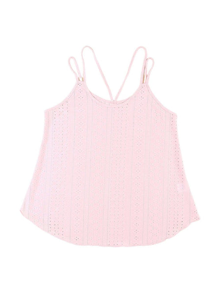Tops Pleated Hollow Square Neck Sleeveless Tank Top