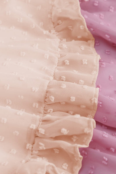 Pink Gradient Swiss Dot Ruffle Mini Dress