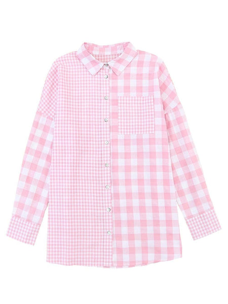 Pink Gingham Oversized Button-Down