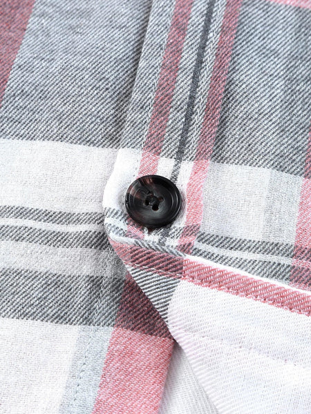 Pink Plaid Button-Up Shirt with Patch Pockets