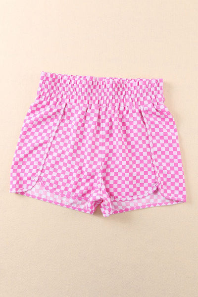 Women's Pink Checkered Board Shorts in Jackets