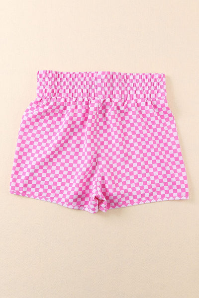 Women's Pink Checkered Board Shorts in Jackets